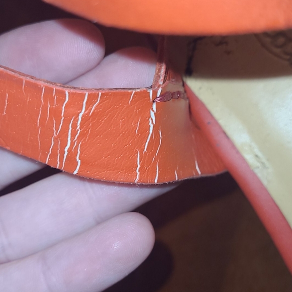 Zodiac Orange Leather Wedge Sandals - Picture 10 of 12